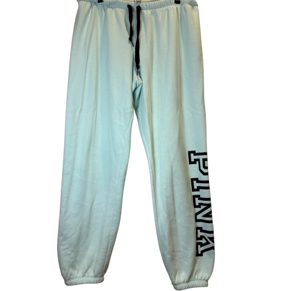 PINK Victoria's Secret Pants - PINK Victoria's Secret Women's Large Blue Joggers with PINK Logo